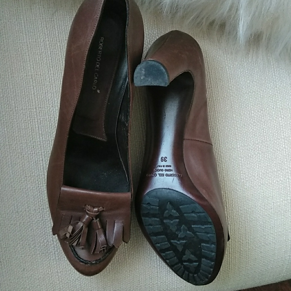 Roberto del Carlo brown leather shoe size 9 - Picture 3 of 8